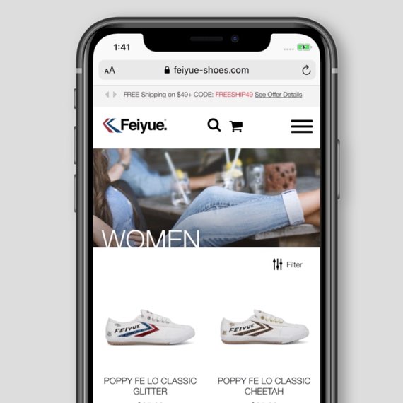 Feiyue shoes Shopify mobil web design and development